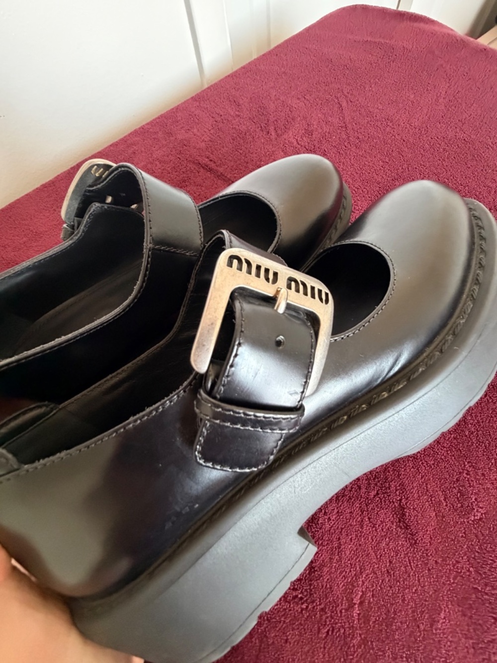 Miu Miu Black Leather Platform Mary Janes – Nearly New - Picture 10 of 16